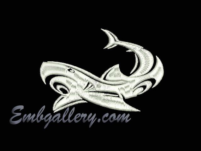 Instant Download PES DST Hangry Shark Embroidery Design